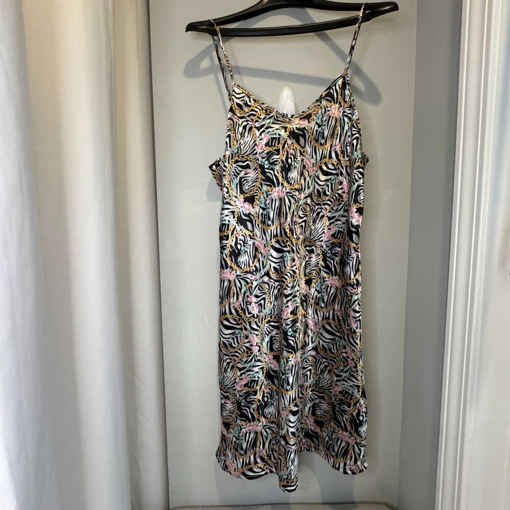 Emme Jordan Jungle Print Slip Dress Womens XL Tropical Colorful Chemise